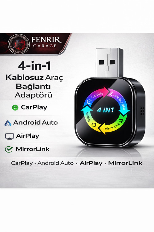 Kablosuz Araç Ekran Yanstıcı ve Carplay Adaptörü, Kablosuz Dönüştürücü 4in1 İOS&ANDROİD !!!