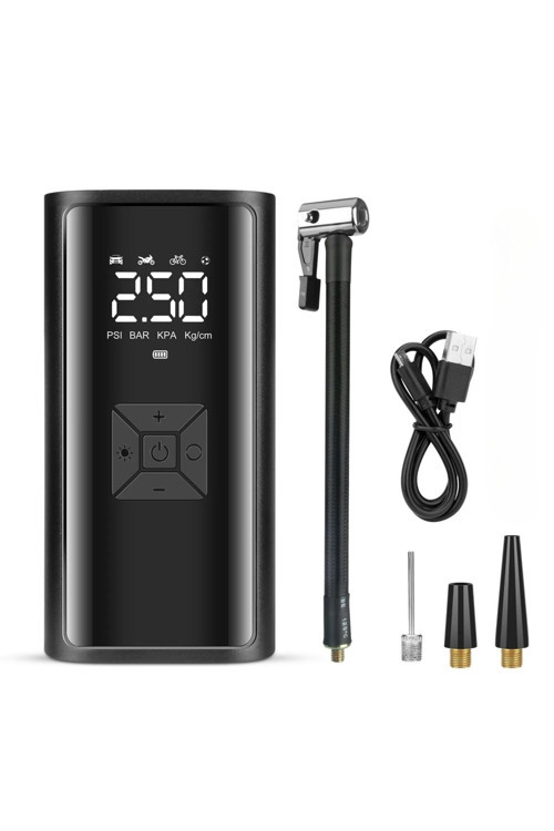 Şarjlı Dijital Ekran Oto Lastik Şişirme Pompası Hava Kompresörü Fener Özellikli (4500 MAH)