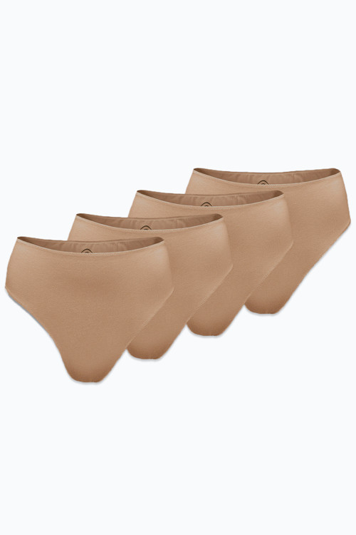 Kadın Cappuccino 4 Lü Paket Modal Yüksek Bel String Görünmez Tanga 4M178