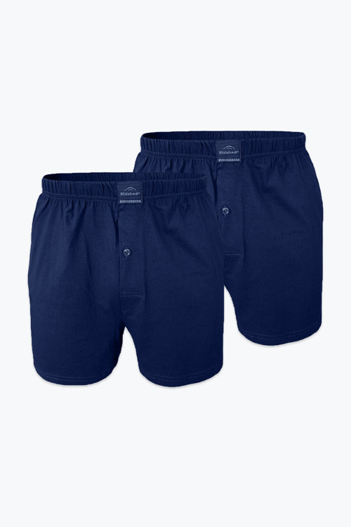 Erkek Lacivert 2 Li Paket Geniş Kalıp %100 Pamuk Boxer 024