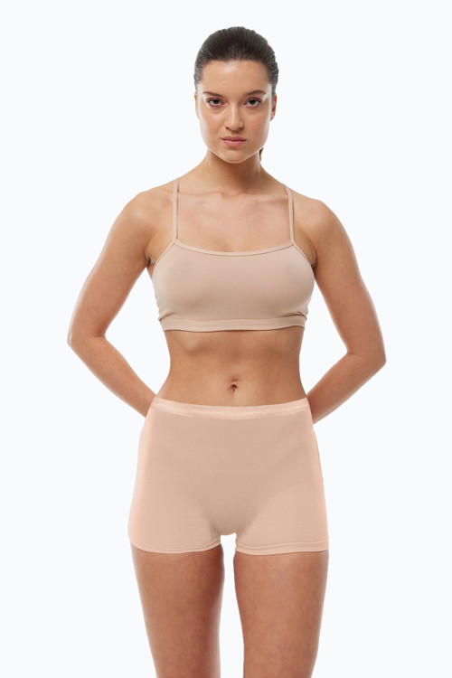 Kadın Ten Rengi İz Yapmayan Modal Yüksek Bel Boxer 108