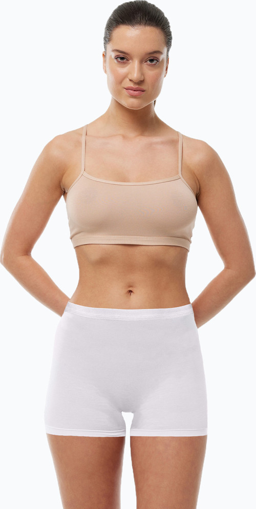 Kadın Beyaz İz Yapmayan Modal Yüksek Bel Boxer 108