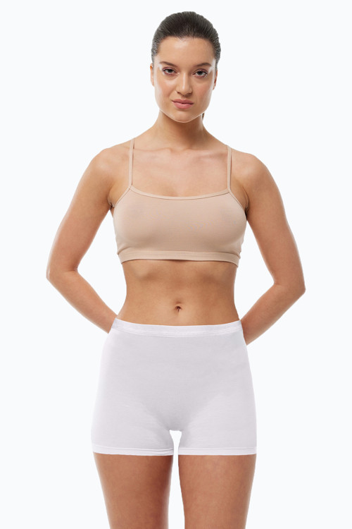Kadın Beyaz İz Yapmayan Modal Yüksek Bel Boxer 108