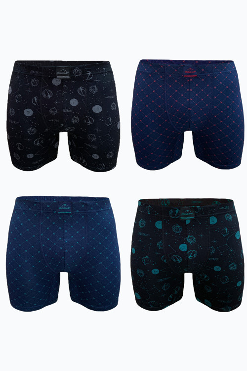 Erkek Desenli 4 Lü Premium Collection Modal Uzun Boxer 4M250