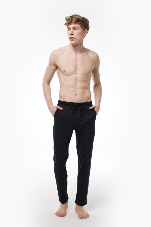 Erkek Siyah Bel Lastikli Cepli Tek Alt Düz Paça Pijama 6003
