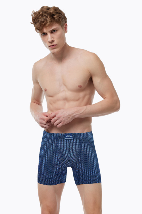 Erkek Desenli Pamuk Elastan Uzun Boxer 073