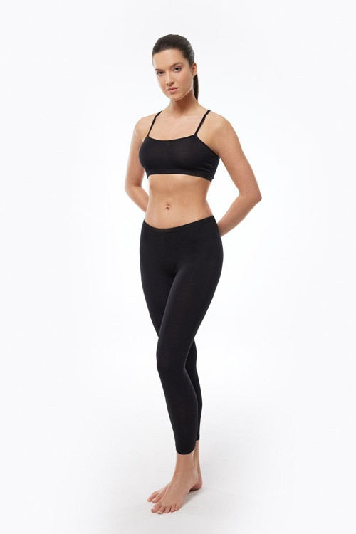 Kadın Siyah Modal Uzun Tayt 190