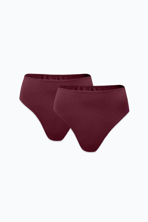Kadın Bordo 2 Li Paket Modal Yüksek Bel String Tanga 178