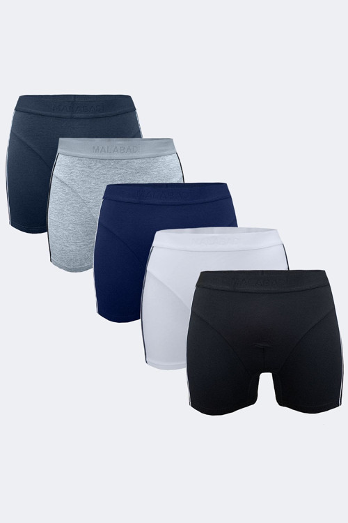 Erkek Renkli 5 Li Paket Biyeli Modal Boxer 5Mb017