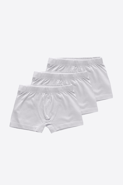 Erkek Çocuk Beyaz 3 Lü Paket Pamuk Elastan Boxer 209