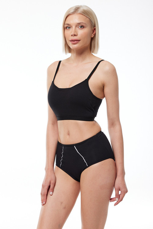 Kadın Siyah 2 Li Paket Pamuk Elastan Sabrina Yüksek Bel Slip Külot 114