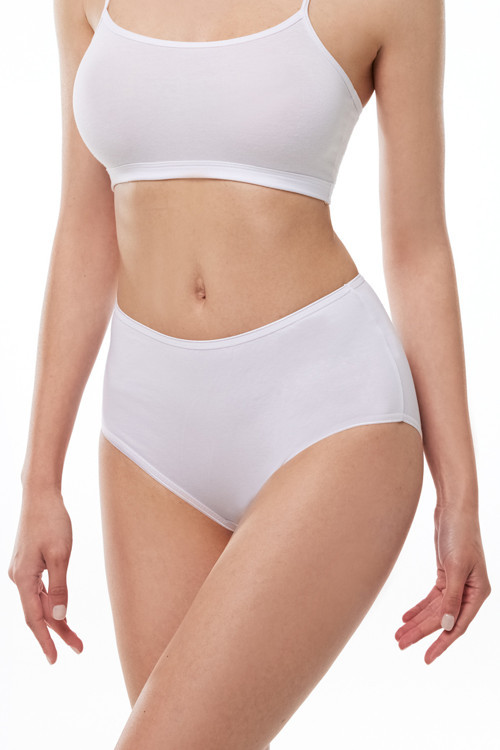 Kadın Beyaz 6 Lı Paket Pamuk Elastan Yüksek Bel Slip Külot 125