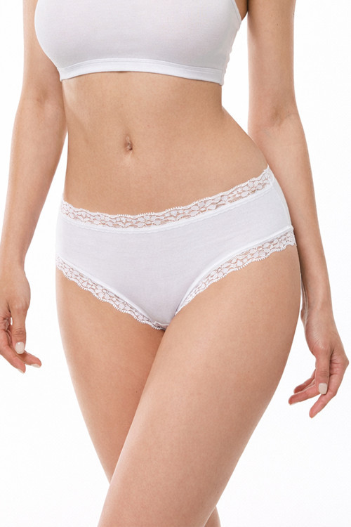 Kadın Beyaz 2’Li Paket Ultra Yumuşak Micro Modal Dantelli Slip Külot 700