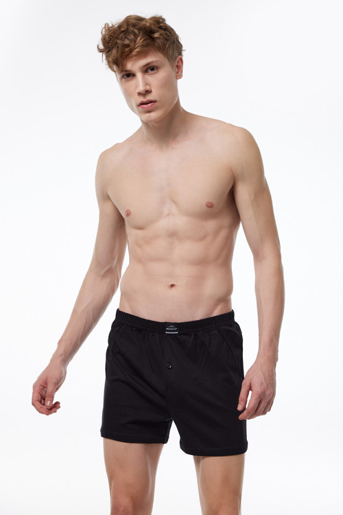 Erkek Siyah Geniş Kalıp %100 Pamuk Boxer M24