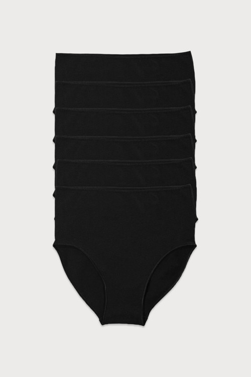 Kadın Siyah 6 Lı Paket Modal Yüksek Bel Slip Külot 1955