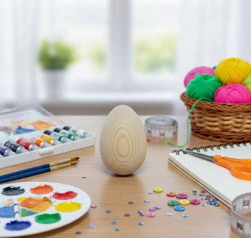 1. Kalite Masif Ahşap Yumurta - El Yapımı Hobi ve Sanat Faaliyetleri İçin Dekoratif Obje