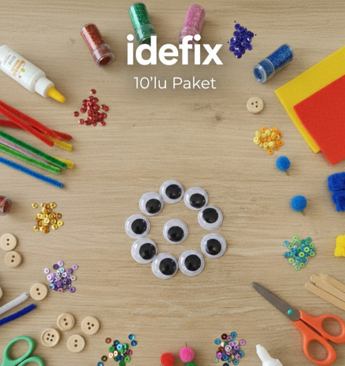 1.5 cm Yapışkanlı Oynar Göz Seti – Hobi, Amigurumi ve El Yapımı Ürünler İçin 10'lu Paket