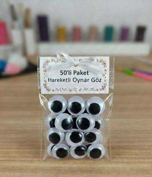 1.5 cm Yapışkanlı Oynar Göz Seti – Hobi, Amigurumi ve El Yapımı Ürünler İçin 50'li Paket
