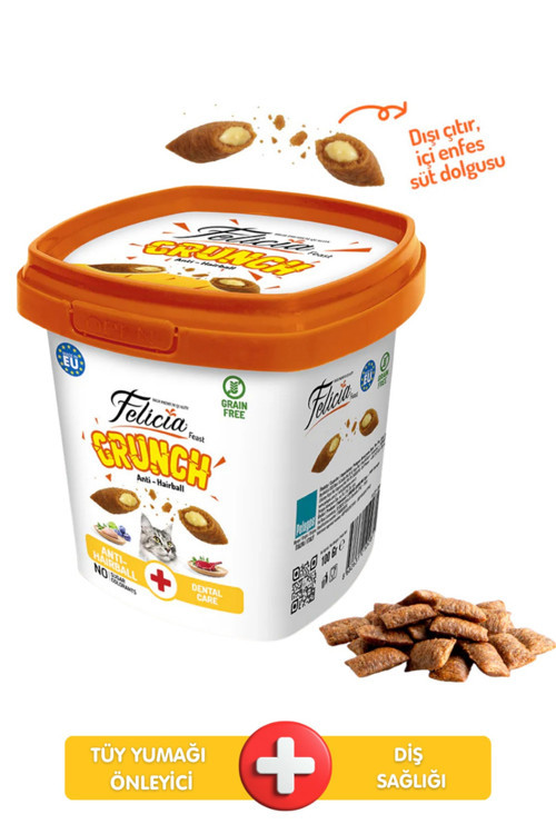 Hairball Tüy Yumağı Önleyici Kedi Crunch Ödül Maması Tavuklu, Yaban Mersinli & Sütlü 100 gr