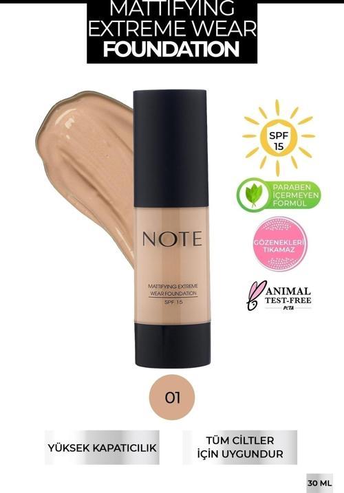 Mattifying Extreme Wear Fondöten Mat Bitiş 01 Beige