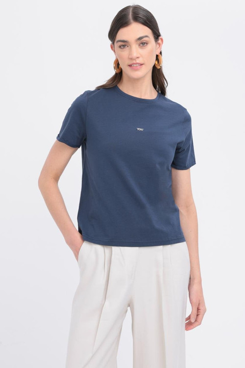 İndigo-Kısa Kollu Basic Tshirt