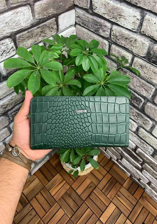 Croco Yeşil Deri Kadın Cüzdanı & El Çantası