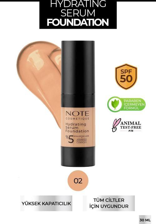 Hydrating 02 Nemlendirici Etkili Hyaluronik Asitli Spf 50 Serum Fondöten