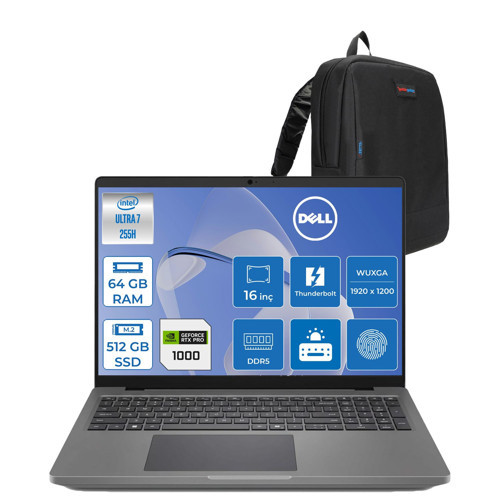 Promax 16 MC16250 Intel Core Ultra 7 255H 64GB 512GB SSD 8GB/RTXPRO1000 16" Wuxga IPS 300NITS 60Hz Wi-Fi7 Windows 11 Pro Taşınabilir Iş Istasyonu APROMAX1604P21 + Zettaçanta