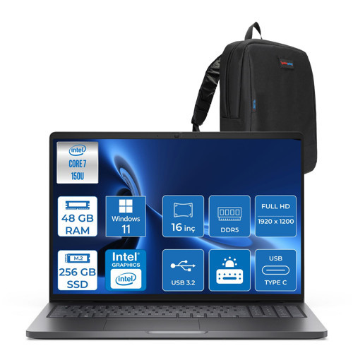 Pro 16 PC16250 Intel Core 7 150U 48GB Ddr5 256GB SSD 16 Fhd+ IPS (1920X1200) 300 Nits WIN11PRO Taşınabilir Bilgisayar. PC16250C7165P11+ZETTAÇANTA
