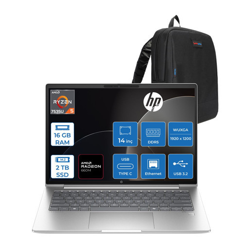 Probook 445 G11 Amd Ryzen 5 7535U 16GB 2tb SSD Amd Radeon 660M 14" Wuxga IPS 300NITS Windows 11 Pro Taşınabilir Bilgisayar 9Y7C9ETP03 + Zettaçanta