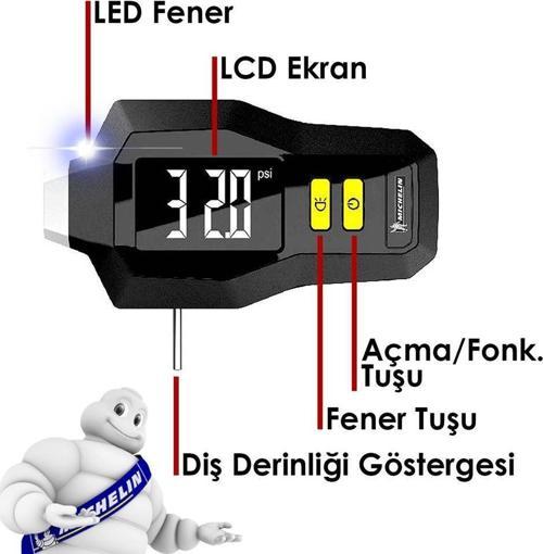 MC12293 99PSI Dijital Lastik Basınç ve Derinlik Ölçer