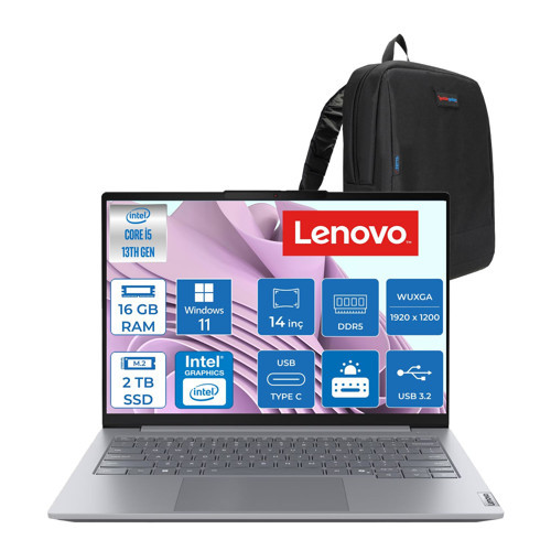 Thinkbook 14 Gen 8 Irl Intel Core I5 13420H 16GB Ddr5 2tb SSD Windows 11 Pro Intel UHD Graphics 14 Inç Wuxga (1920 x 1200) IPS 300NITS Taşınabilir Bilgisayar 21SG00L8TXP04 + Zetta Çanta