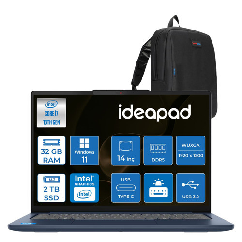 Ideapad Slim 5 14IRH10 Intel Core I7-13620H 32GB Ddr5 2tb SSD Intel® UHD Graphics 14" Wuxga (1920X1200) IPS 300NITS WIN11PRO Taşınabilir Bilgisayar 83HR000UTRP14+ZETTAÇANTA