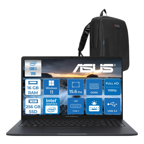 Expertbook B1 B1503CVA-C58G512B4D Intel Core 5 120U 16GB Ddr5 256GB SSD 15.6"fhd 300NITS (1920 x 1080) WIN11HOME Taşınabilir Bilgisayar C58G512B4DH01+ZETTAÇANTA