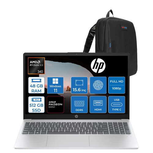 Omnibook 3 Next Gen Aı 15-FN0003NT Amd Ryzen™ Aı 5 340 48GB Ddr5 512GB SSD Amd Radeon™ 840M Grafik 15,6"fhd (1920 x 1080) WIN11HOME Taşınabilir Bilgisayar BQ2C5EAH17+ZETTAÇANTA