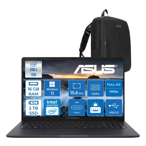 Expertbook B1 B1503CVA-C58G512B4D Intel Core 5 120U 16GB Ddr5 2tb SSD 15.6"fhd 300NITS (1920 x 1080) WIN11PRO Taşınabilir Bilgisayar C58G512B4DP04+ZETTAÇANTA