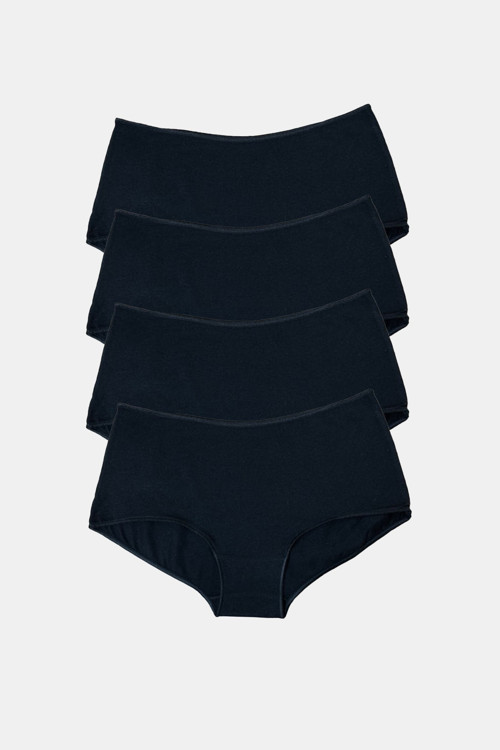 Kadın Siyah 4 Lü Paket Geniş Kenarlı Modal Slip Külot 1126