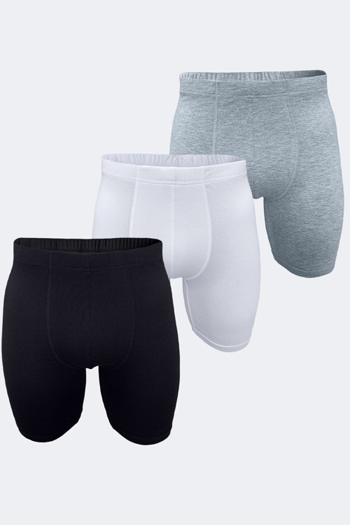 Erkek Gri Beyaz Siyah 3 Lü Paket Uzun Paçalı Modal Boxer 3M018