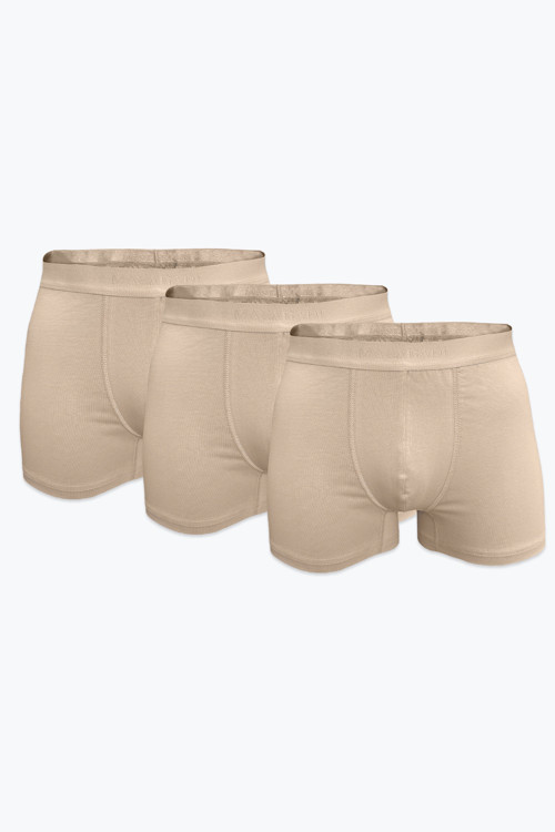 Erkek 3'Lü Ten Rengi Görünmez İç Göstermeyen Pamuk Elastan Boxer 3M075