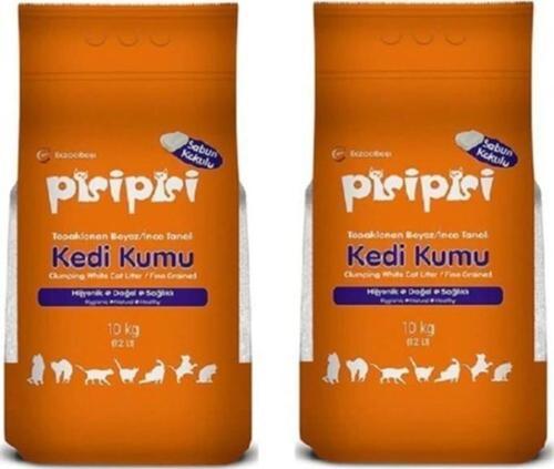Pisi Pisi Sabunlu Topaklanan Bentonit Kalın Taneli Kedi Kumu 10 Kg 2 Adet
