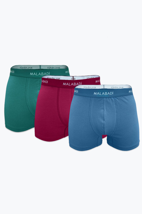 Erkek Mavi 3 Lü Pamuk Elastan Boxer 3M075