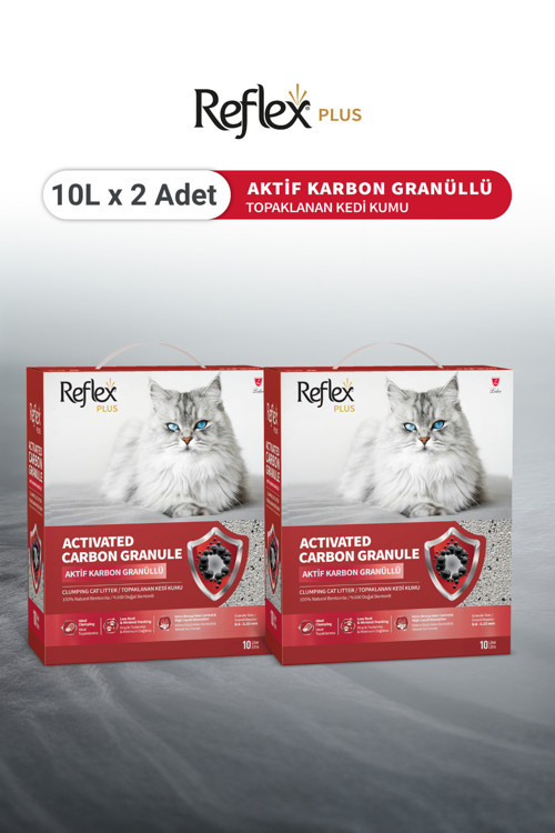 Plus Aktif Karbon Granüllü Topaklanan Kedi Kumu 10L x 2 Adet