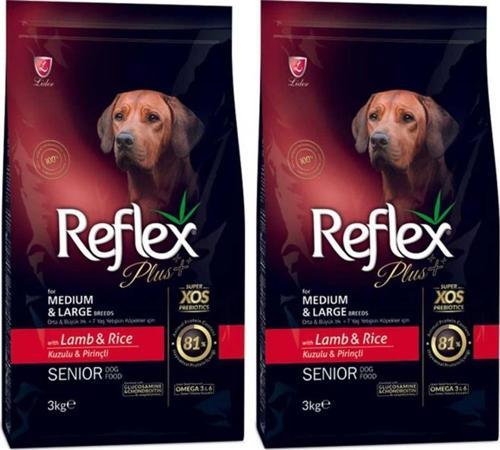 Plus Orta Büyük Irk Kuzu-Pirinç +7 Yaşlı Köpek Maması 3 Kg 2 Adet