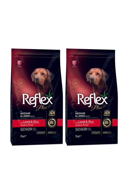 Plus Orta Büyük Irk Kuzu-Pirinç +7 Yaşlı Köpek Maması 3 Kg 2 Adet