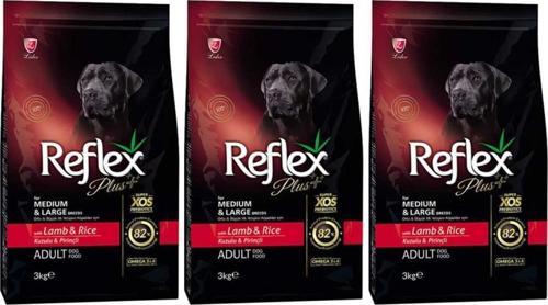 Plus Orta Büyük Irk Kuzulu Pirinçli Yetişkin Köpek Maması 3 Kg 3 Adet