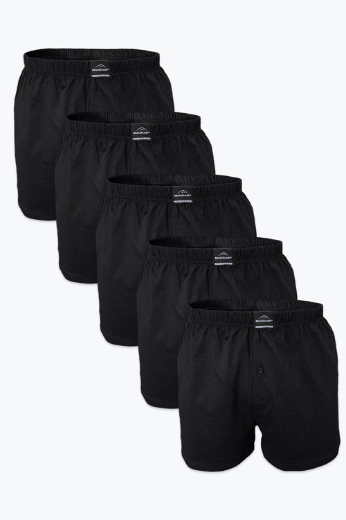 Erkek Siyah 5 Li Geniş Kalıp Büyük Beden Boxer %100 Pamuk Battal Boy Mb2400 4Xl/5Xl/6Xl/7Xl