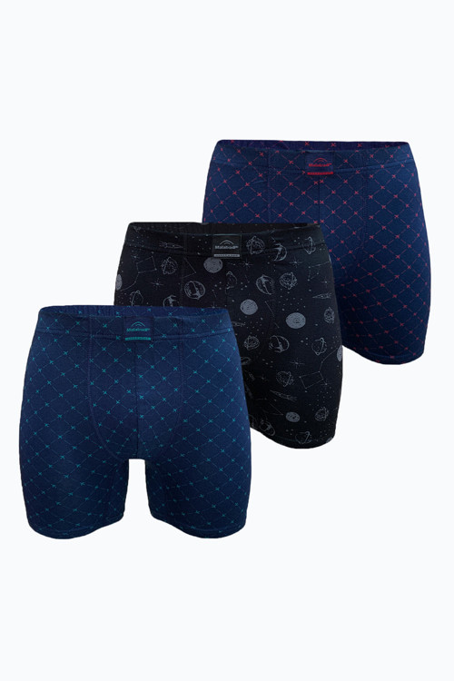 Erkek 3 Lü Desenli Set 2 Premium Collection Modal Uzun Boxer 3M250