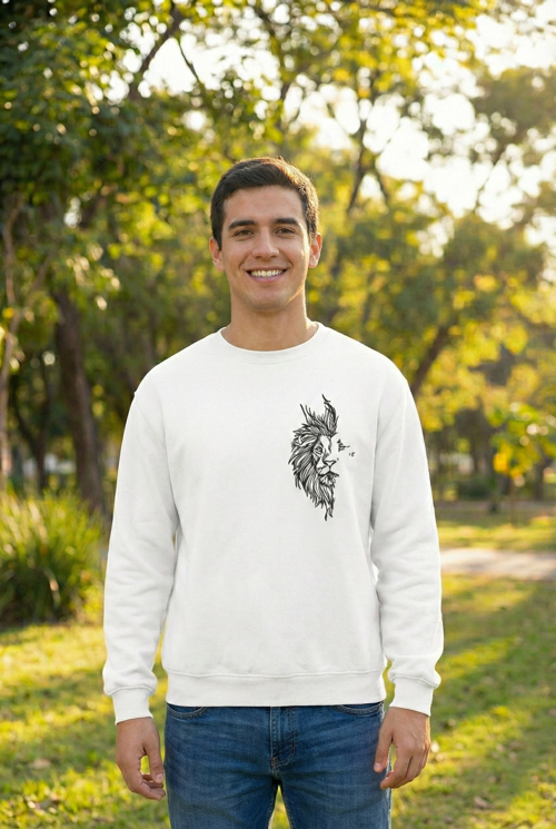 Sevgililer Günü Özel Bisiklet Yaka Baskılı Oversize Sweatshirt - Beyaz