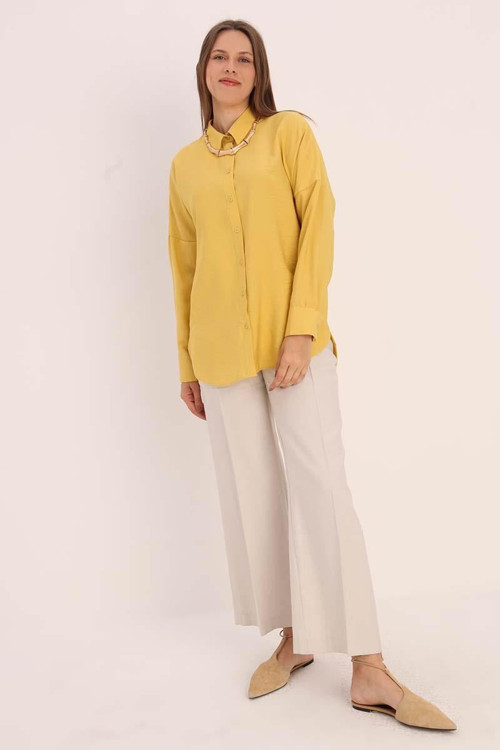 Sarı-Oversize Gömlek