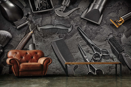 Modern Erkek Kuaför Berber Aletleri Duvar Kağıdı